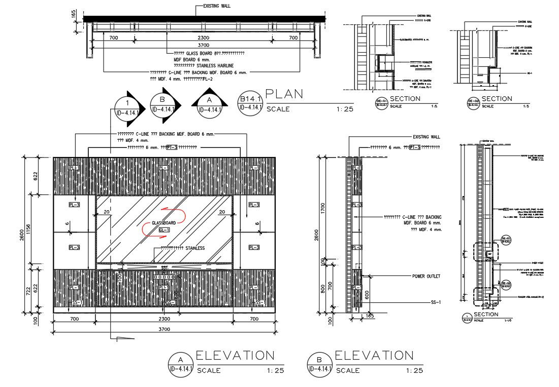 Meeting Room Wall Detail AutoCAD Drawing