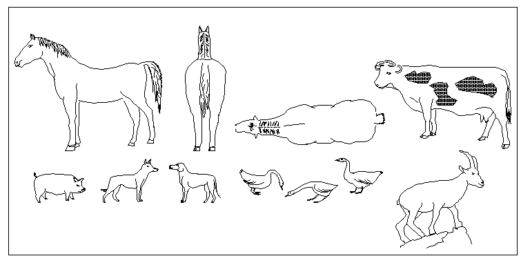Mega Blocks of Animal Design dwg file