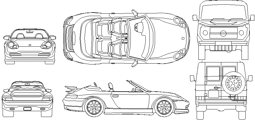 Mega Blocks of Car Design dwg file