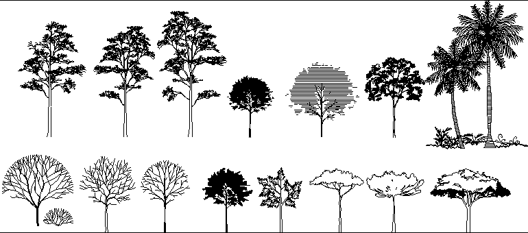 Mega Blocks of Tree Design dwg file