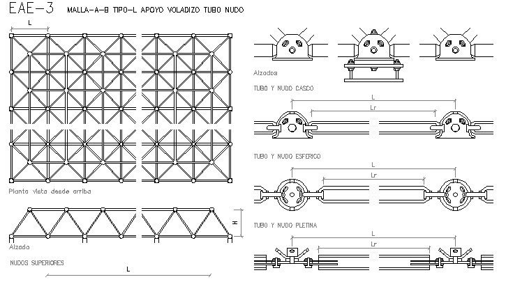 Mesh-to-B type L knob support tube knot details dwg file