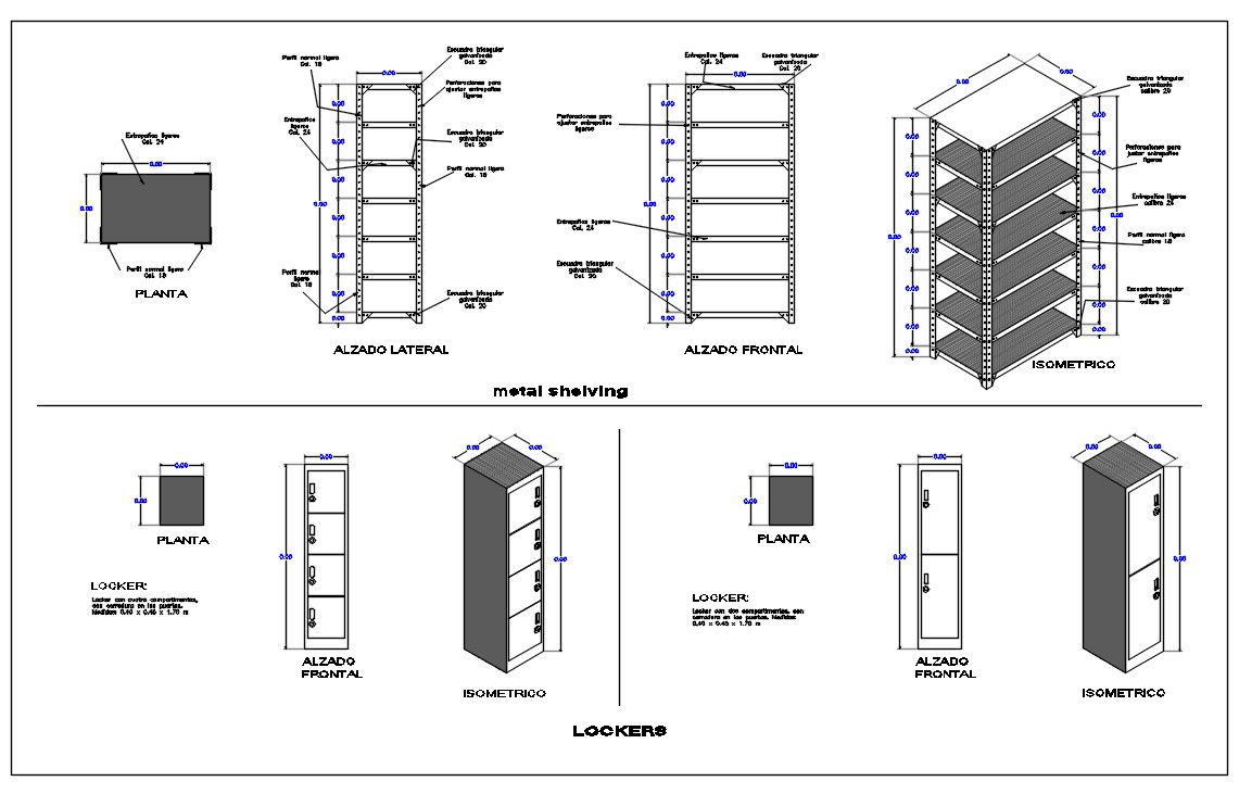 Metal Shelving CAD Drawing File for Layout and Interior Planning