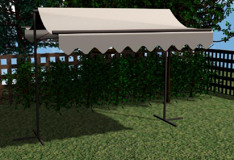 Metal and canvas awning pergola design dwg file