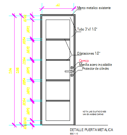 Metal door installation details dwg file