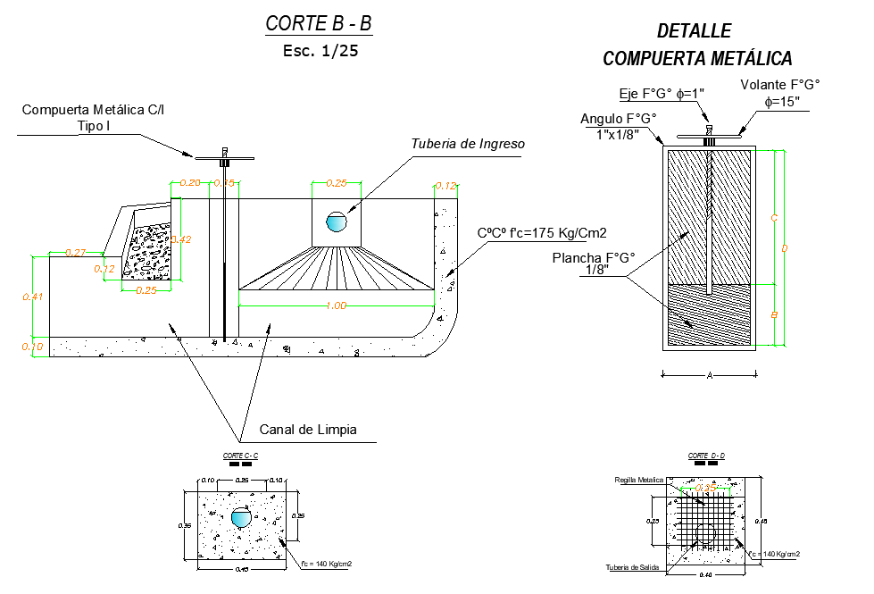 Metal gate plan and section detail dwg file