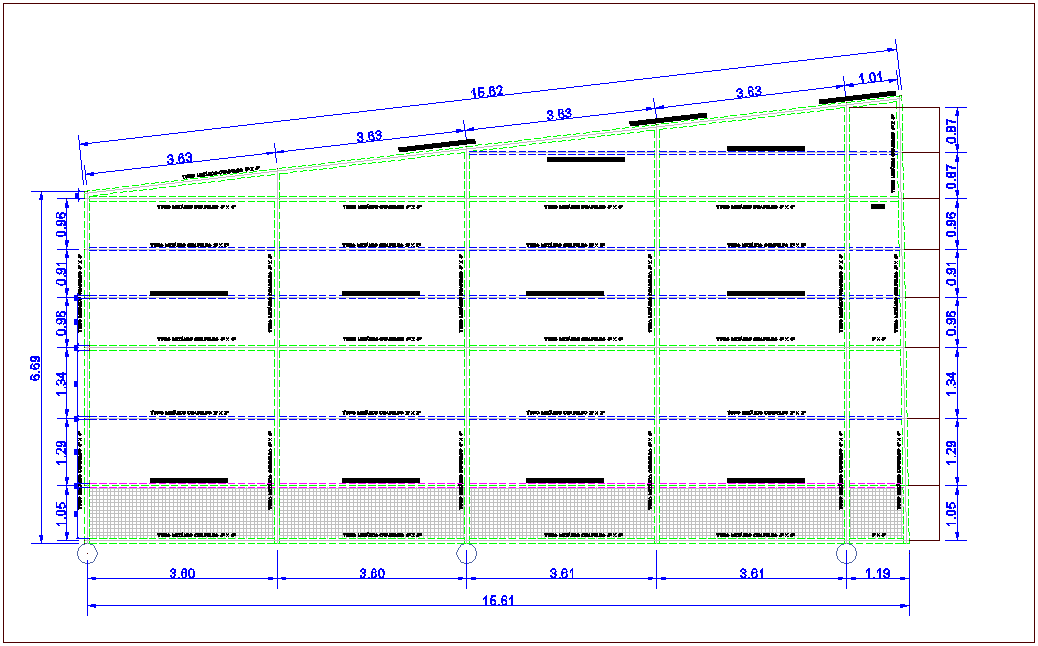 Metal tube detail view with plumbing design dwg file