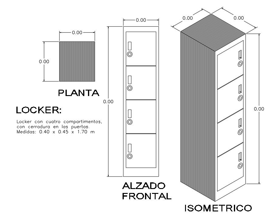 Metal Locker AutoCAD Drawing Free Download DWG File