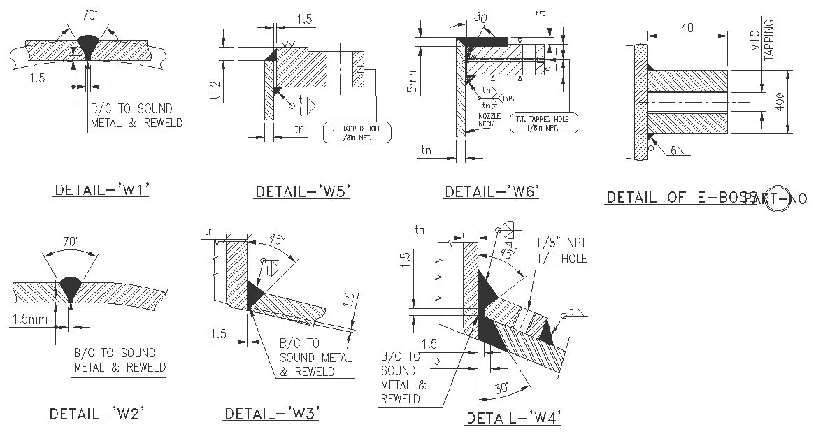 Metal and reweld section joint detail DWG AutoCAD drawing