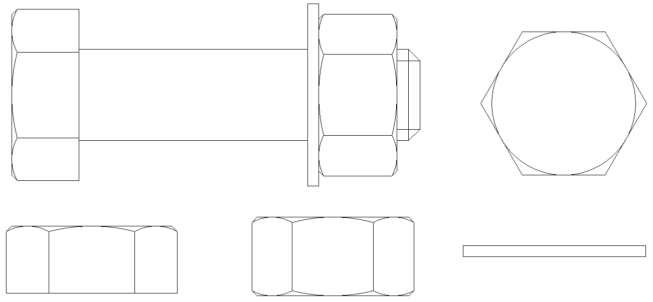 Metal bolt detailed plan section elevation cad block DWG AutoCAD drawing