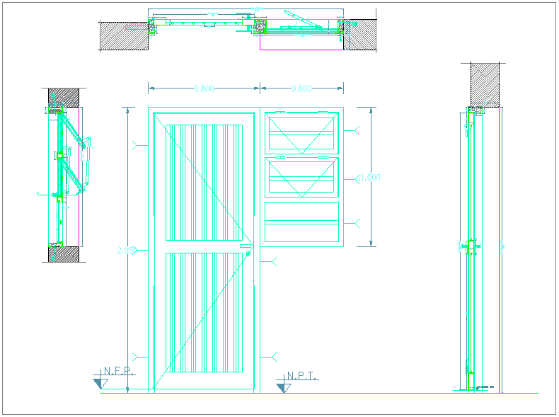 Metallic door view with window