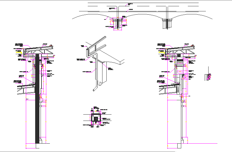 Metallic roof with pluvial drain detail
