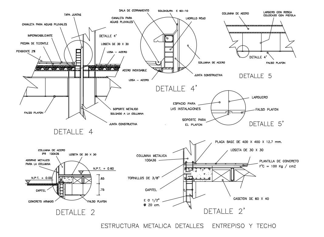 Metallic structure of mezzanines and ceilings cad drawing details dwg file