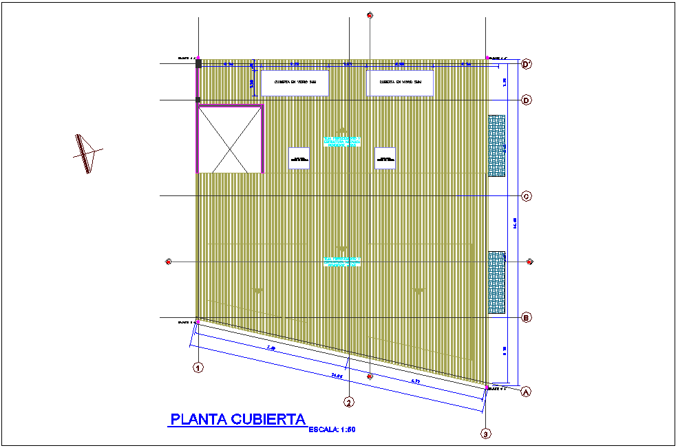 Metallic structure with fiber mixing cover plan for office dwg file