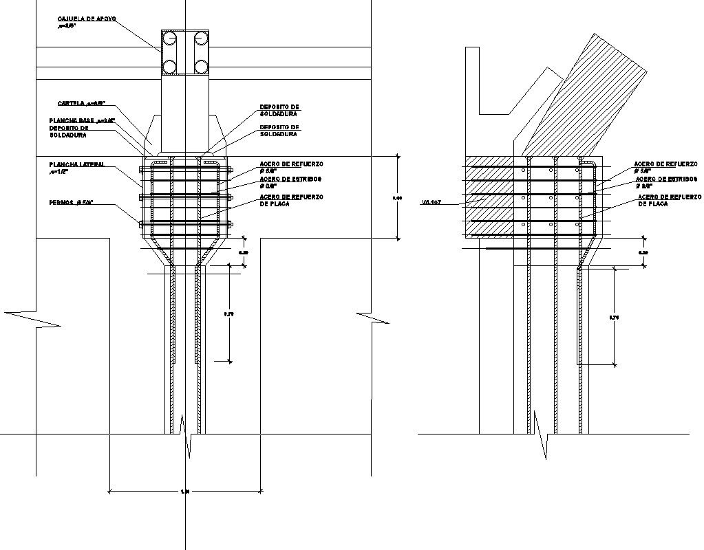 Metallic structure detail drawing in AutoCAD 2D, dwg file, CAD file