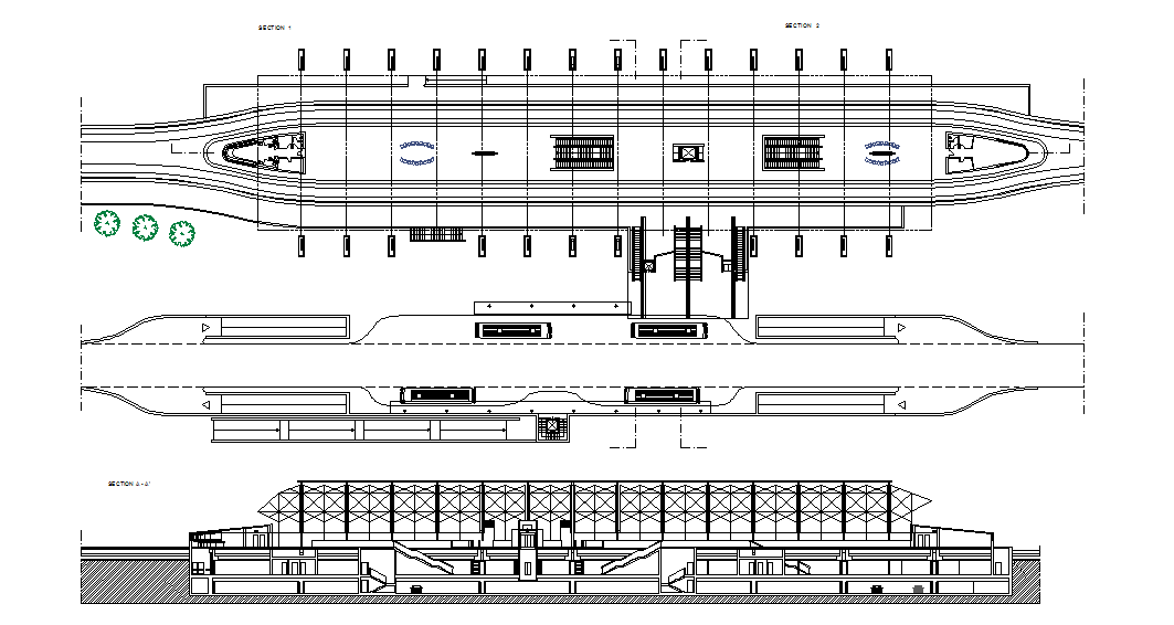 Metro railway station elevation dwg file