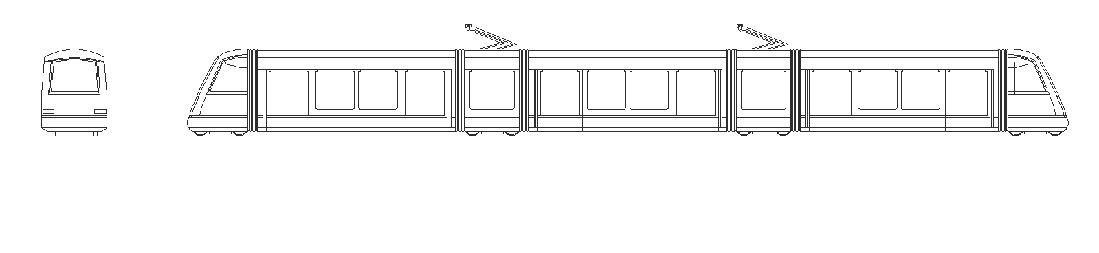 Metro train detail elevation 2d view layout autocad file