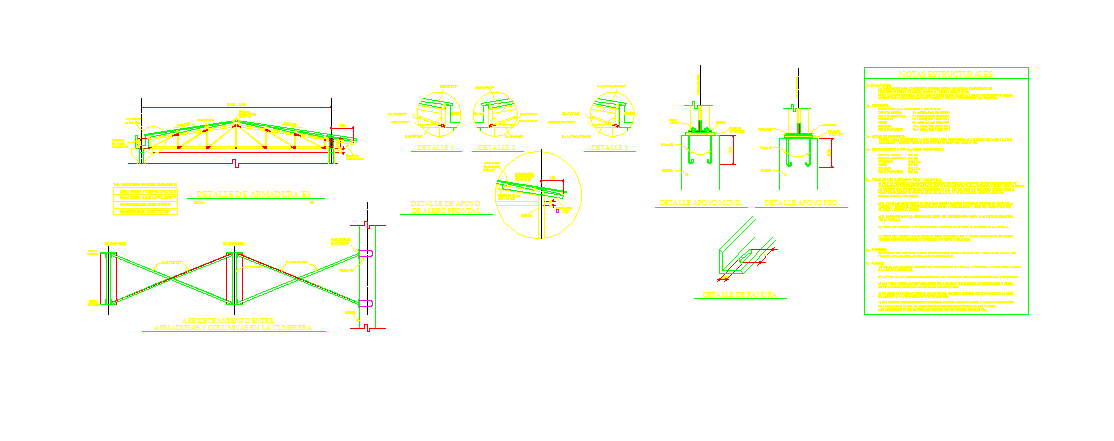 Metallic Roof CAD Detail with Structural Dimensions and Design Views