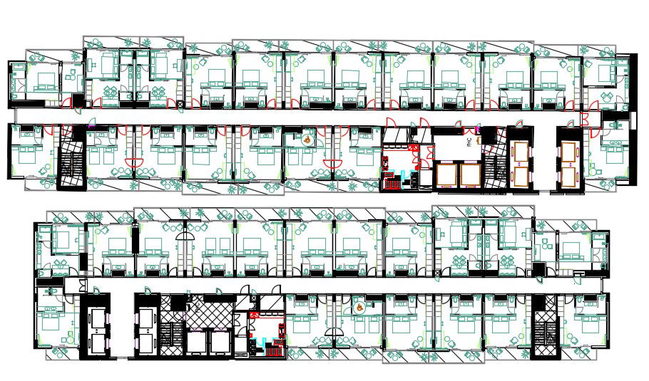 Mezzanine Hotel Bedroom Floor Plan DWG File