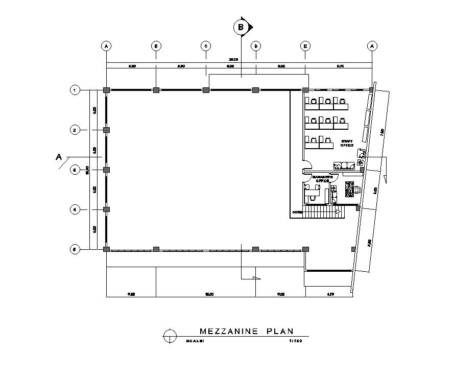 Mezzanine plan of the Warehouse are given in this AutoCAD DWG drawing. Download the AutoCAD 2D DWG file.