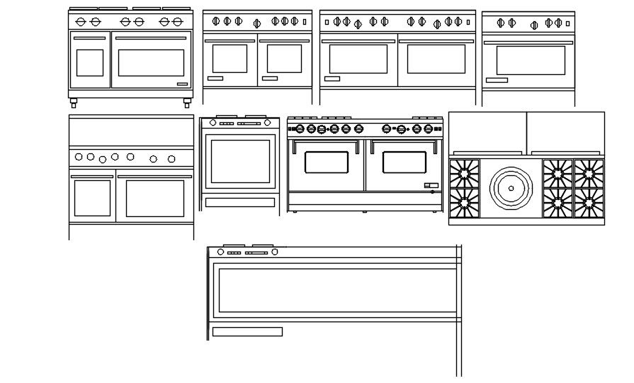 Microwave oven 2D block in AutoCAD drawing, dwg file, CAD file