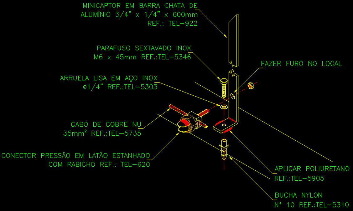 Mini captor fixing on the aluminum flat bar on plati banda CAD drawing