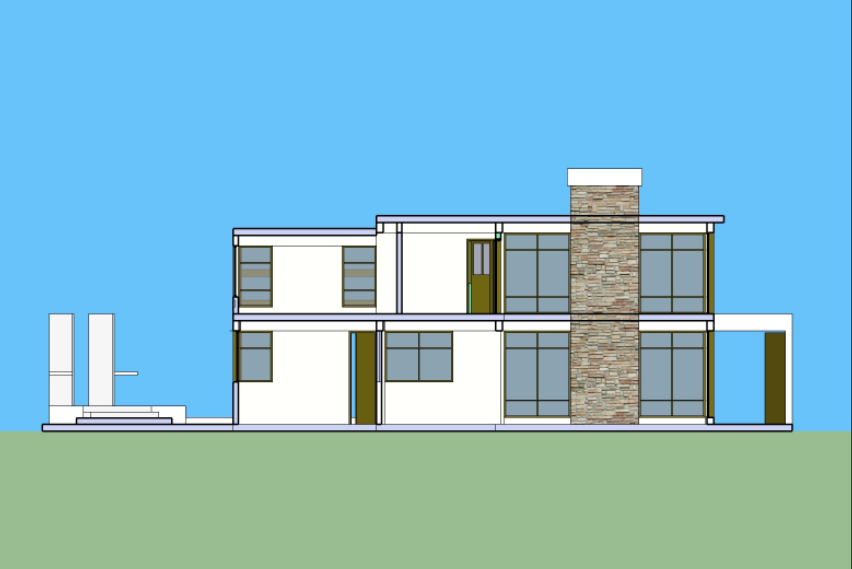Minimalist Single Family House Plan with Layout Section Elevation