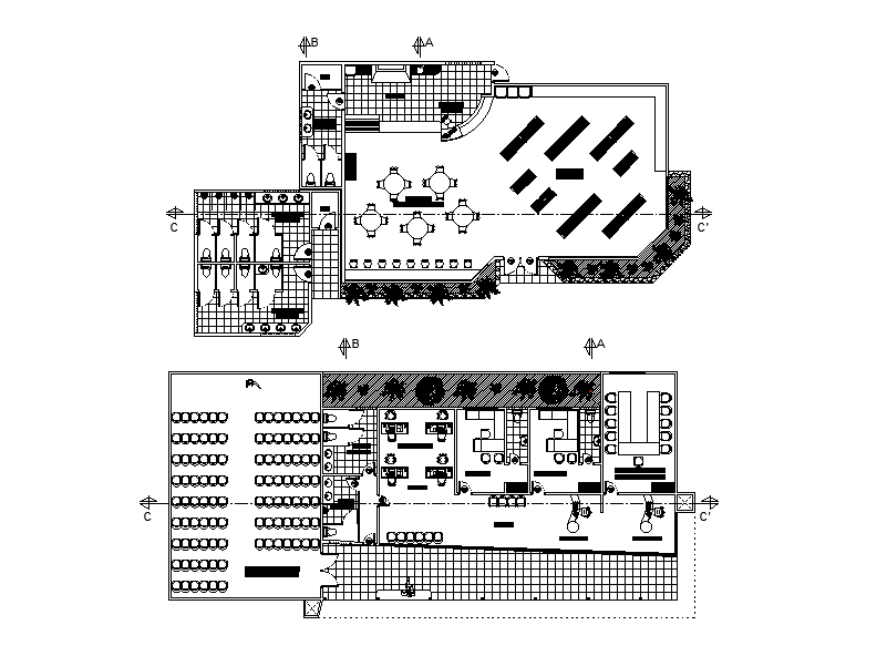 Minimarket office plan is given in this Autocad drawing file. This is G+1 office building. Download now.