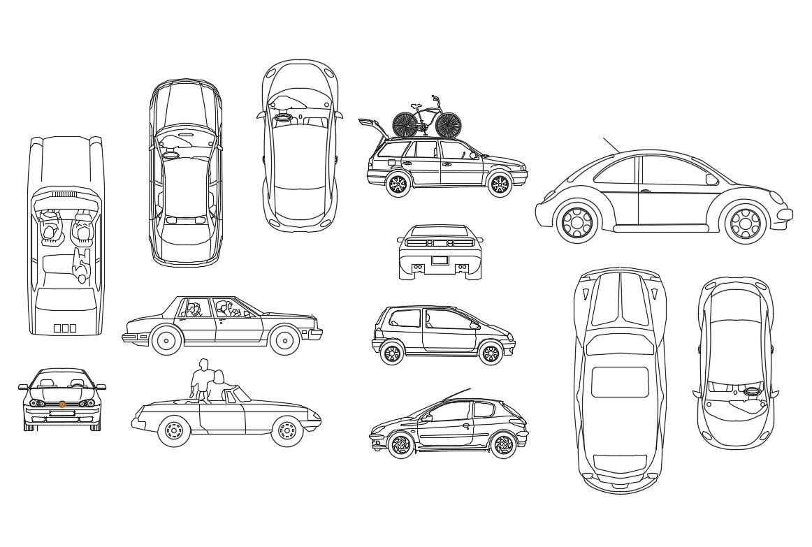 Miscellaneous car elevation blocks cad drawing details dwg file