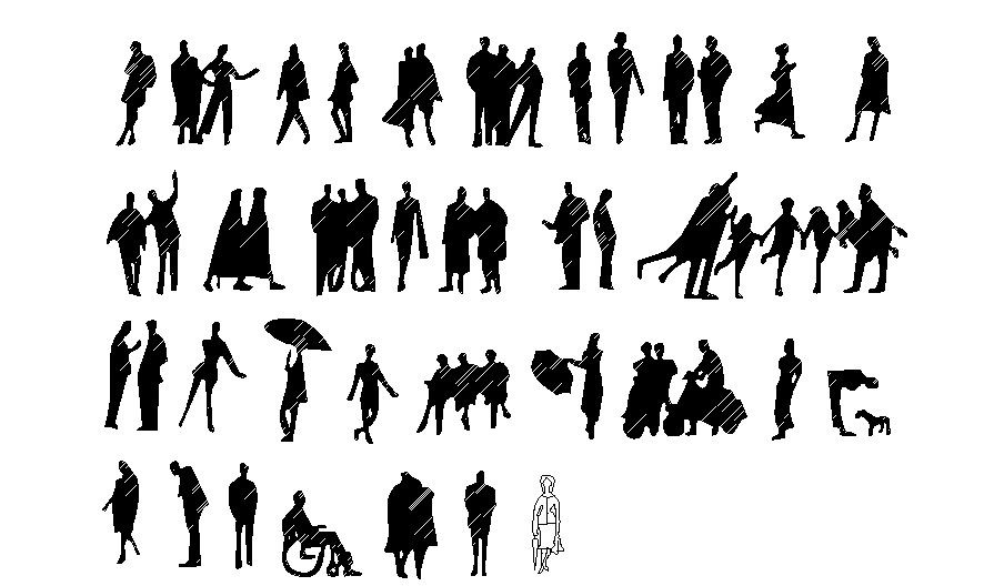 Miscellaneous common people elevation blocks cad drawing details dwg file