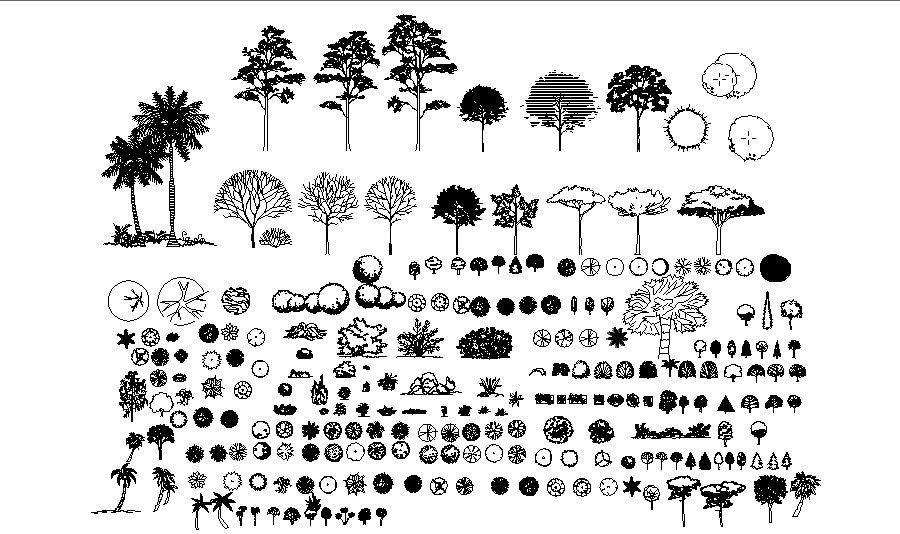 Miscellaneous garden tree plants blocks cad drawing details dwg file