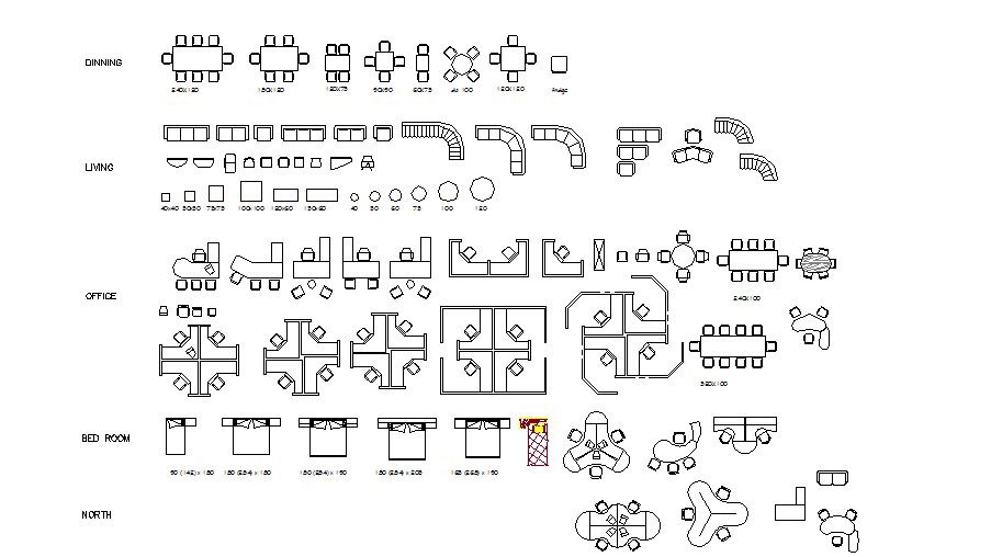 Miscellaneous household furniture blocks auto-cad details dwg file