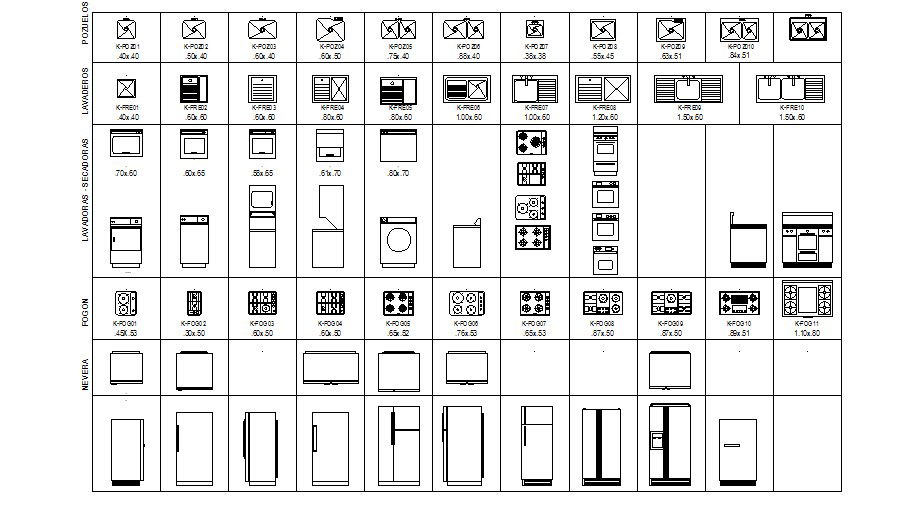 Miscellaneous kitchen furniture blocks elevation cad drawing details dwg file