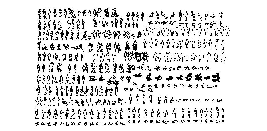 Miscellaneous people act elevation blocks cad drawing details dwg file