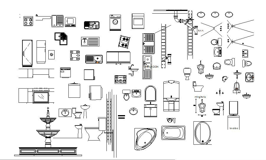 Miscellaneous sanitary and plumbing equipment blocks dwg file