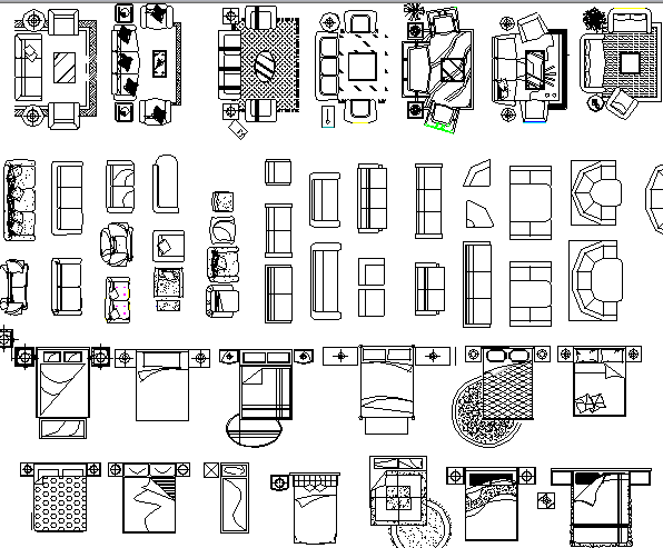 Mixed home utility furniture blocks design dwg file