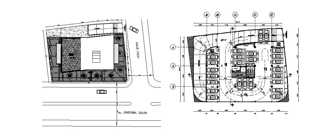 Mixed used building high rise site plan and location map details dwg file
