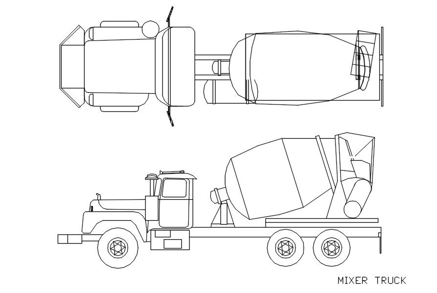 Mixer truck block in AutoCAD, dwg file.