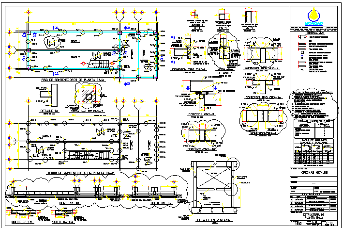 Mobile office constructive details dwg file
