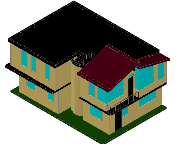 Model 3 D house detail dwg file