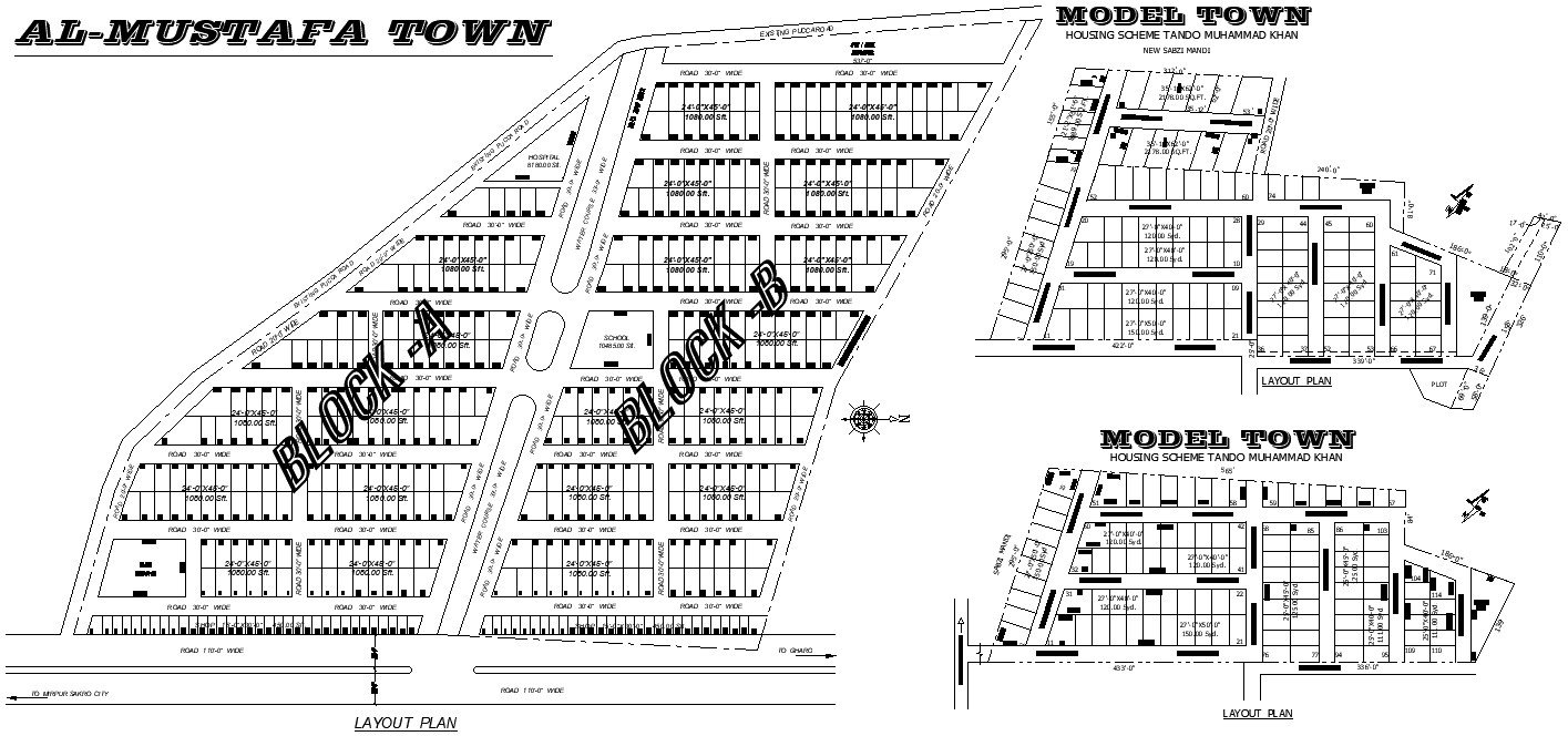 Model Town Residential & Commercial Block DWG | Cadbull