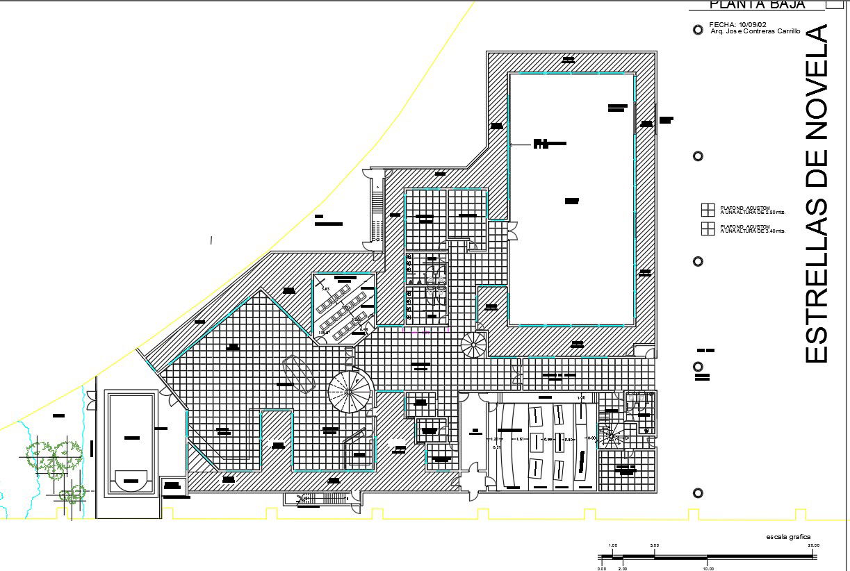 Modeling school architecture layout plan details with garden dwg file