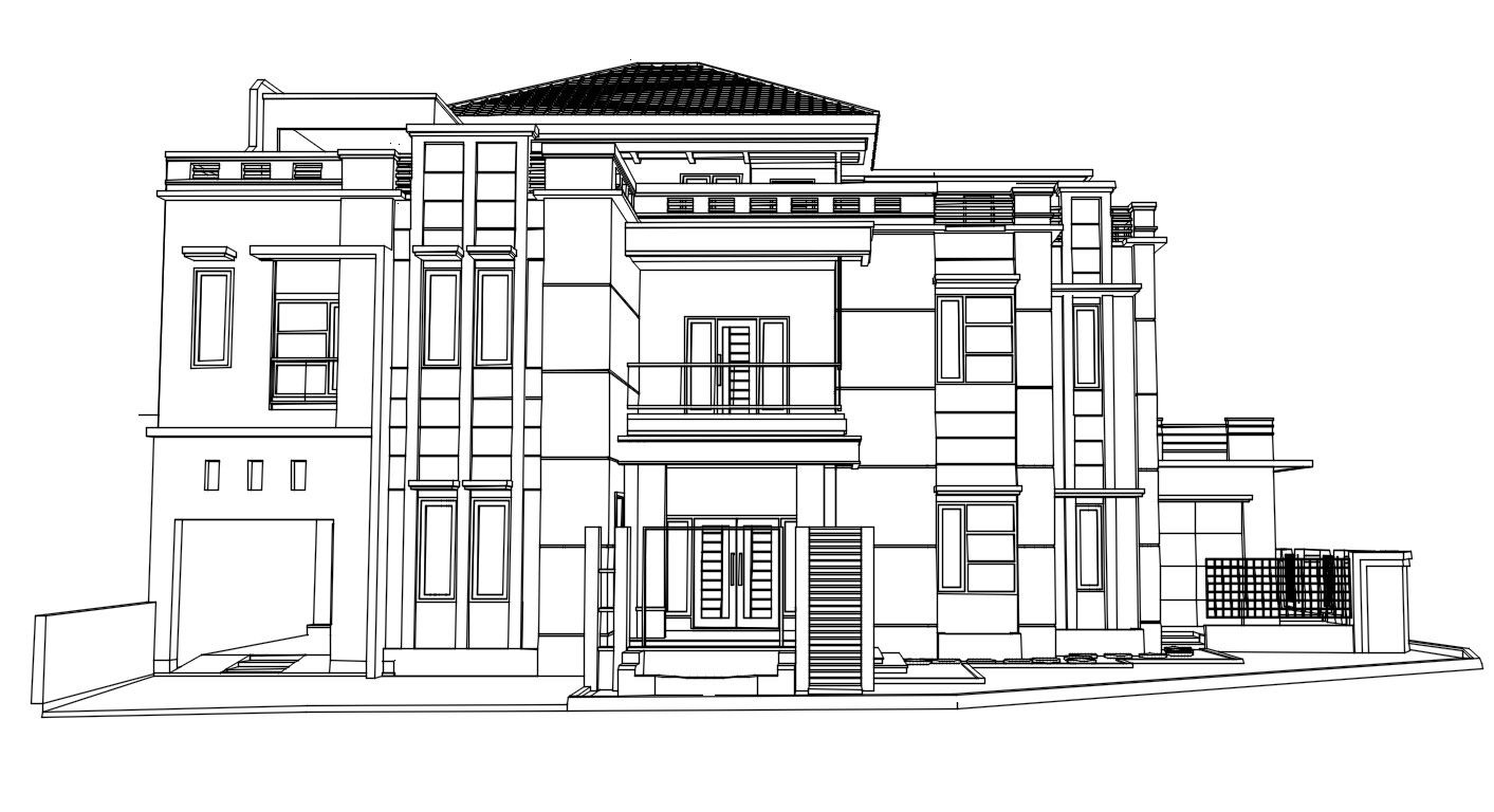 Visualize Modern Bungalow Elevation with 3D Design AutoCAD File