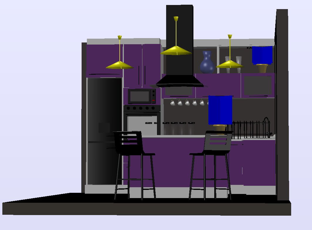 Modern 3d model of house kitchen cad drawing details dwg file