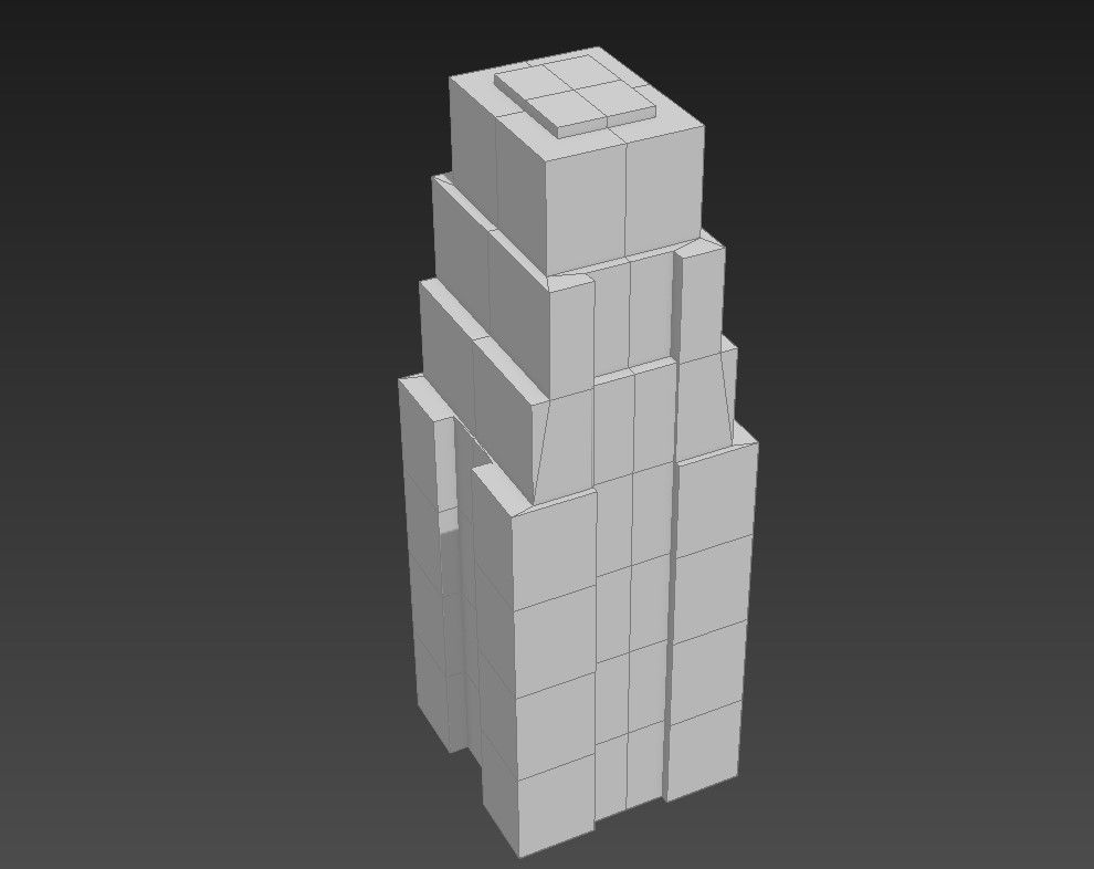 3D Model Max Stepped Commercial Building Block Elevation layout files