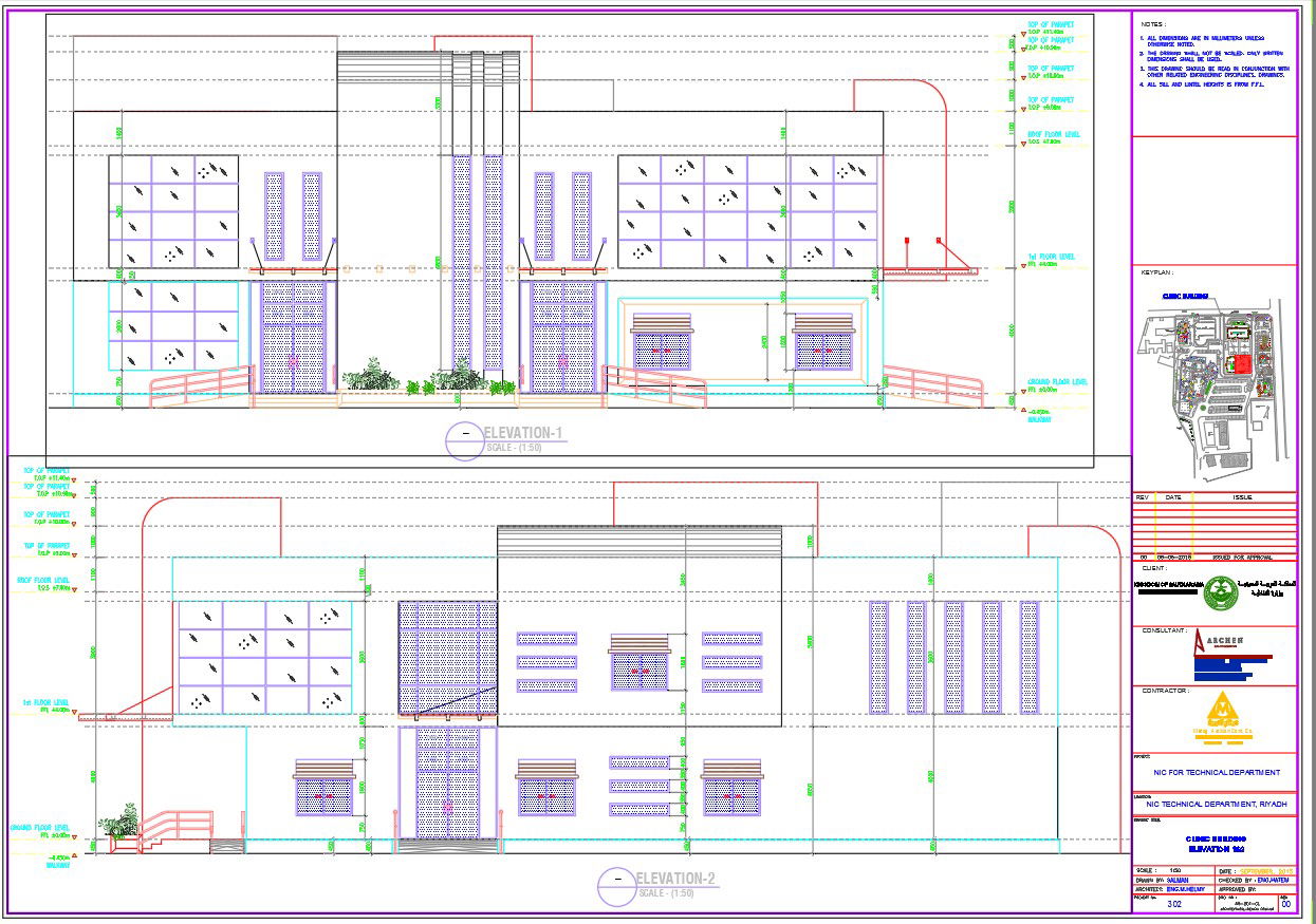 Modern Bungalow Elevation design dwg file