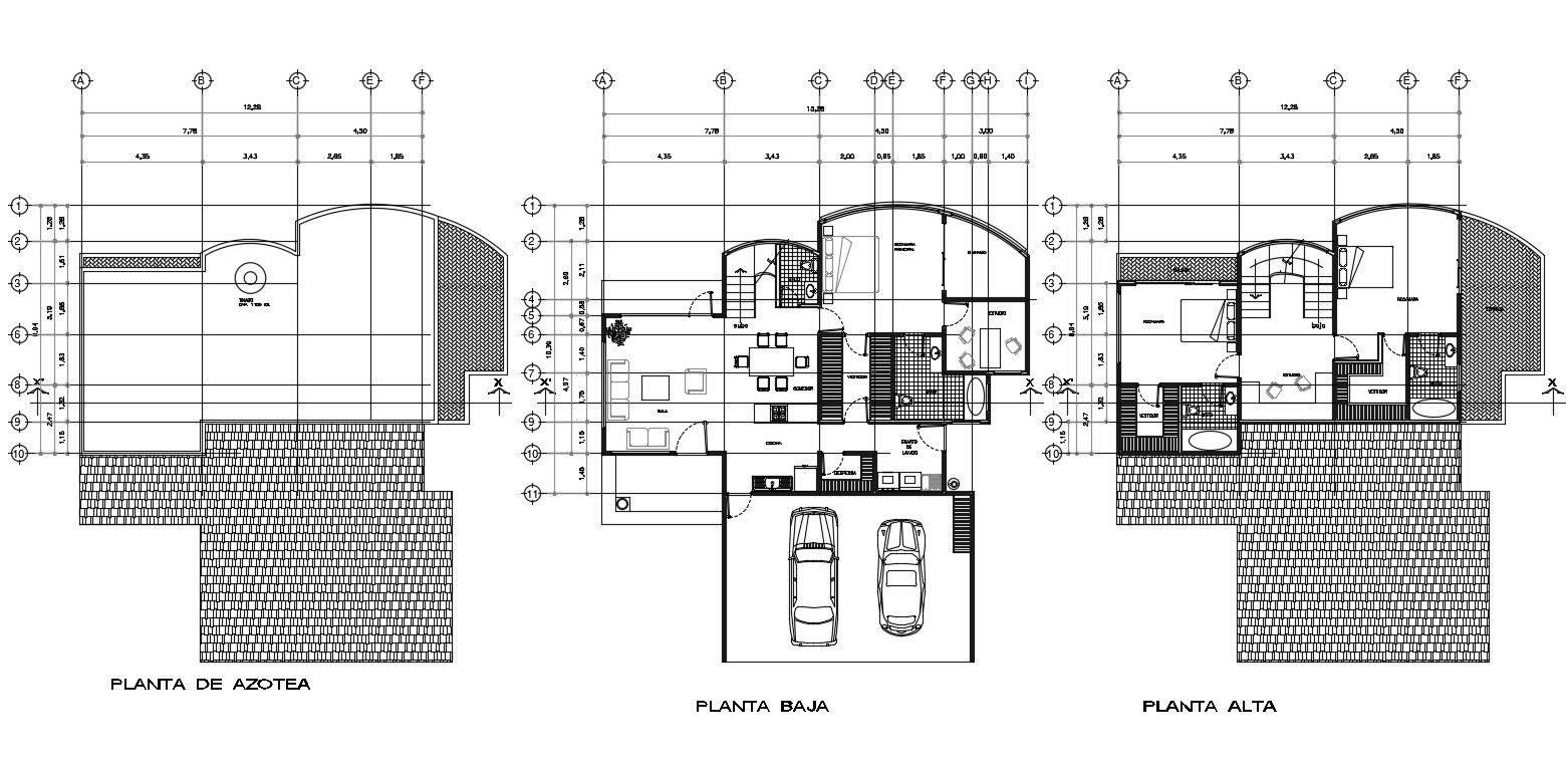 Modern Bungalow Floor Plan with Furniture AutoCAD File