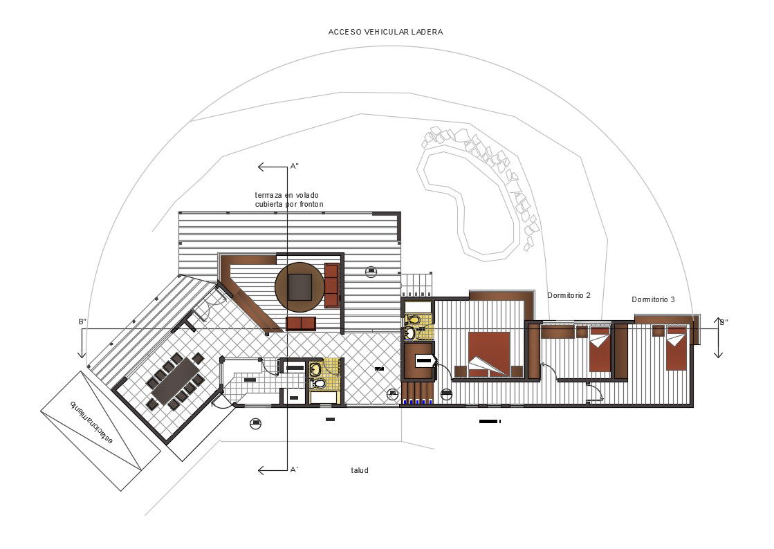 Modern Bungalow Planning With Furniture Layout AutoCAD File