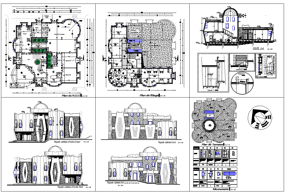 Modern Bungalow project design autocad file