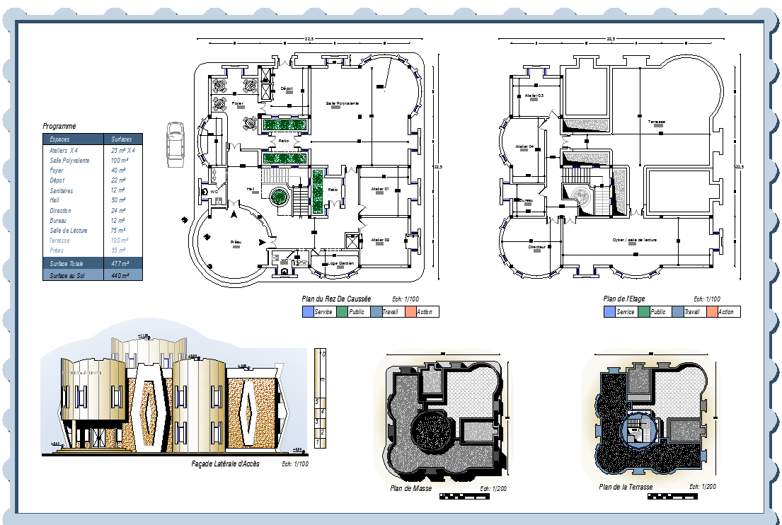 Modern Bungalow project drawing view