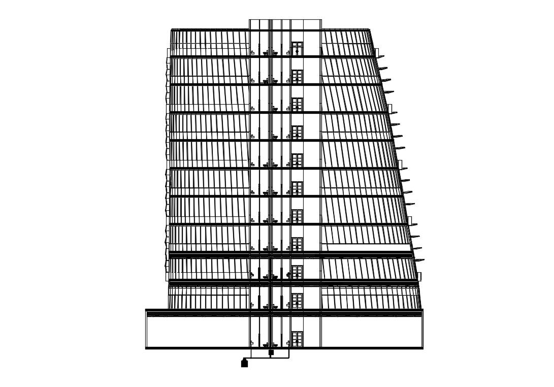 Modern Commercial Building Elevation Free CAD File Download